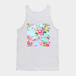 Chinoiserie cherry blossom on light blue Tank Top